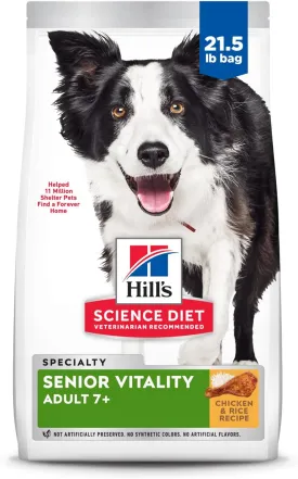 Hill's Science Diet Senior 7  Senior Vitality Chicken & Rice Recipe Dry Dog Food 21.5 lbs.