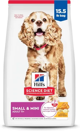 Hill's Science Diet Small & Mini, Senior Adult 11 , Small & Mini Breeds Senior Premium Nutrition, Dry Dog Food, Chicken, Brown Rice & Barley, 15.5 lb Bag