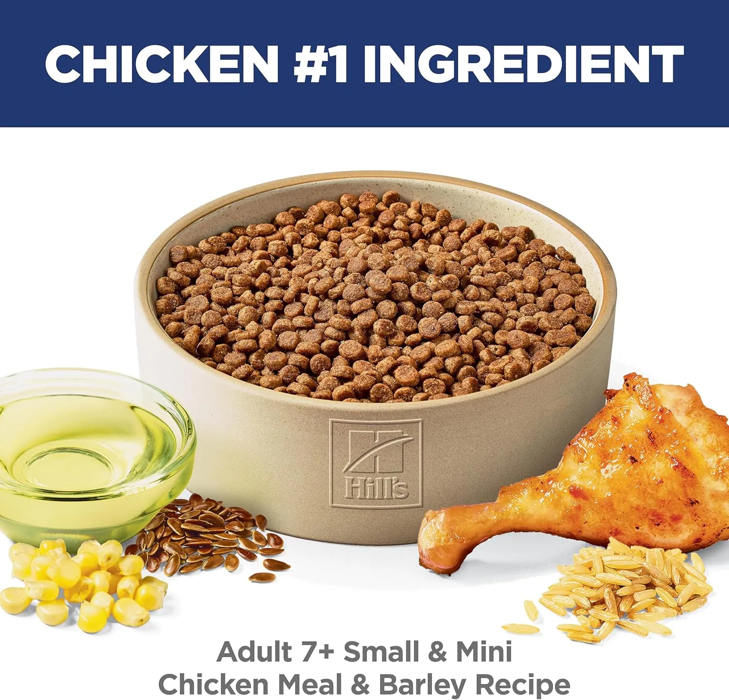 Hill's Science Diet Small & Mini, Senior Adult 7 , Small & Mini Breeds Senior Premium Nutrition, Dry Dog Food, Chicken, Brown Rice, & Barley, 4.5 lb Bag