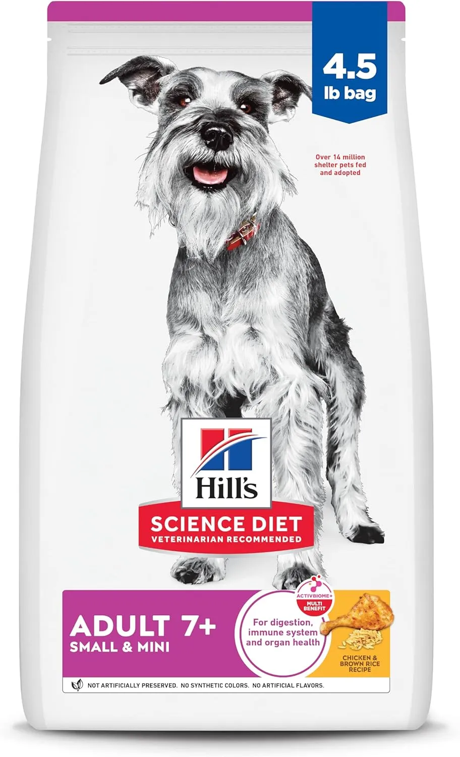 Hill's Science Diet Small & Mini, Senior Adult 7 , Small & Mini Breeds Senior Premium Nutrition, Dry Dog Food, Chicken, Brown Rice, & Barley, 4.5 lb Bag