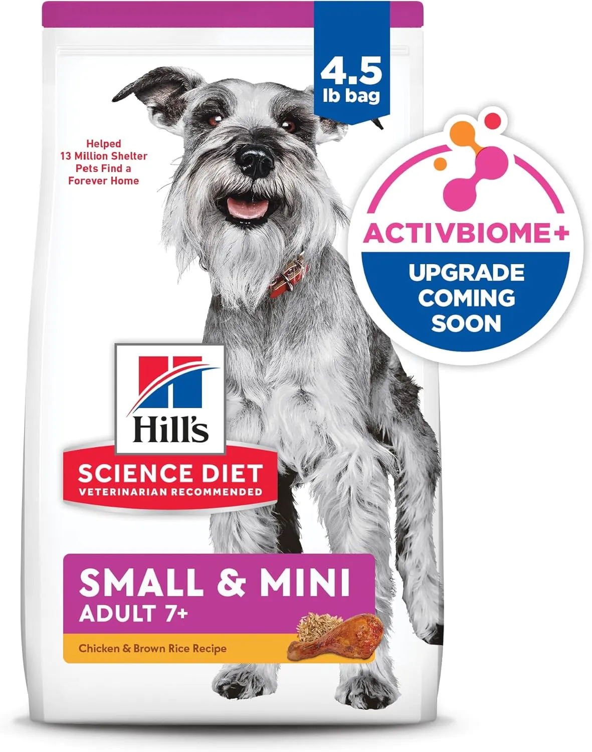Hill's Science Diet Small & Mini, Senior Adult 7 , Small & Mini Breeds Senior Premium Nutrition, Dry Dog Food, Chicken, Brown Rice, & Barley, 4.5 lb Bag