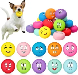 Hungdao 40 Pcs Squeaky Dog Balls Bulk Soft Rubber Latex Dog Toys Small Funny Squeaky Toys Interactive Fetch Play Balls for Teething Small Pet Puppy Breeds Training(Funny Face)