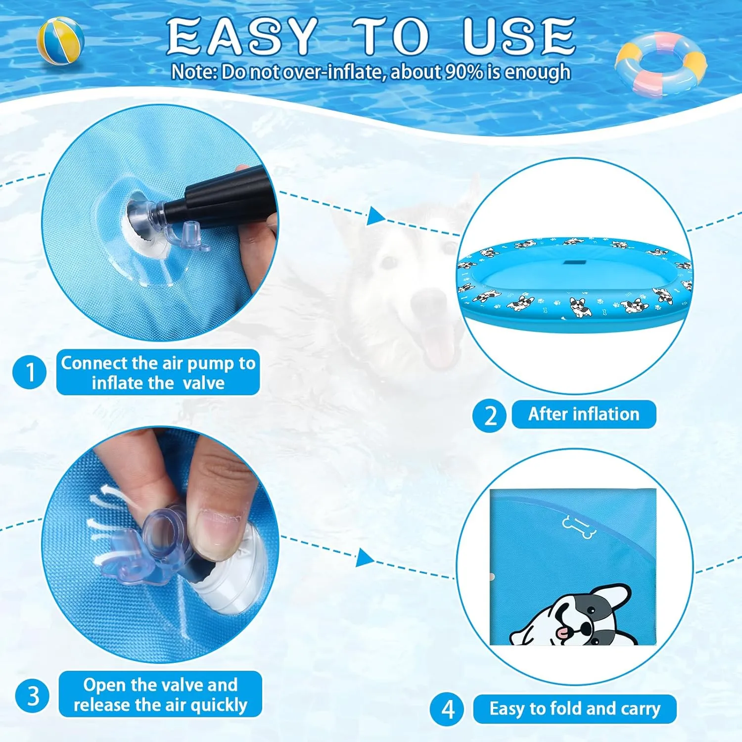 Inflatable Dog Pool Float, Puncture Proof Dog Float Raft for Pool Lake River, Dogs Floatie Boat Pet Float for Large Medium Small Dogs