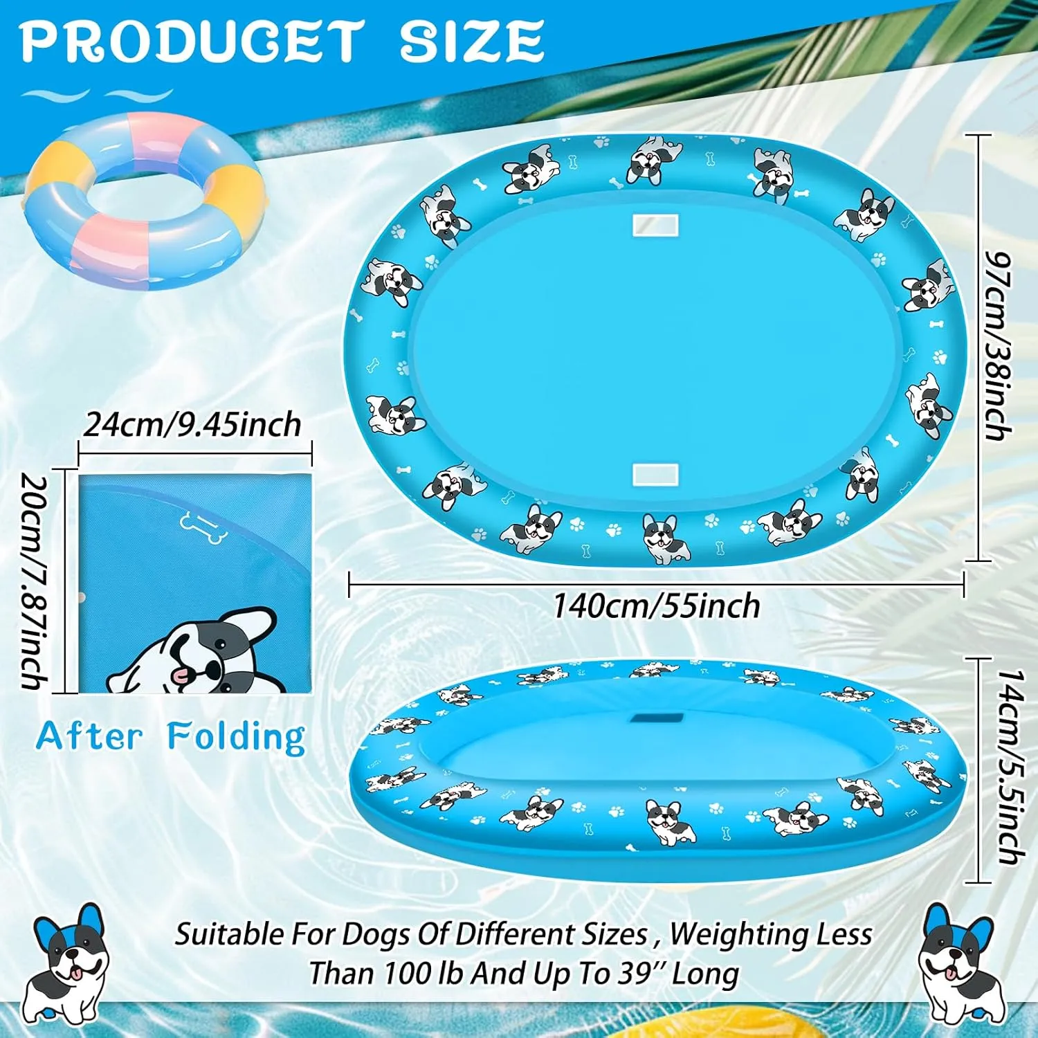 Inflatable Dog Pool Float, Puncture Proof Dog Float Raft for Pool Lake River, Dogs Floatie Boat Pet Float for Large Medium Small Dogs