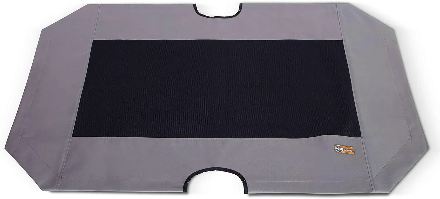 K&H Pet Products Dog Cot Replacement Cover, Designed to fit K&H XL Pet Cots (Sold Separately), Indoor Outdoor, Breathable Cooling Mesh Center, Machine Washable - Extra-Large 50 X 32in Gray