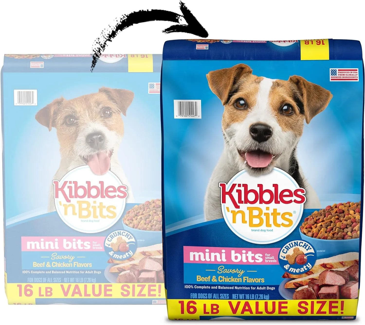 Kibbles 'N Bits Small Breed Mini Bits Savory Beef & Chicken Flavors Dog Food, 16-Pound(Pack of 1)