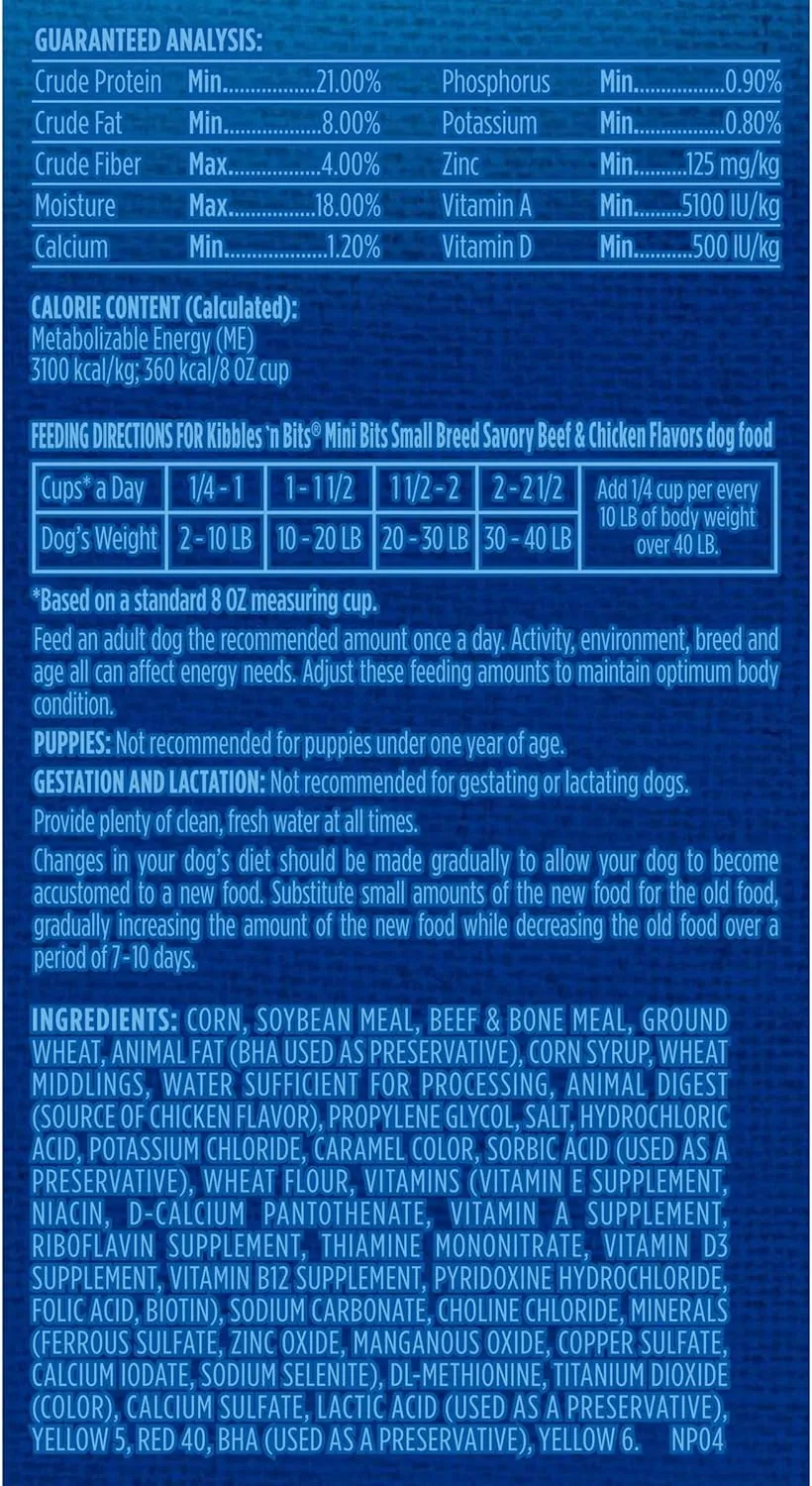 Kibbles 'N Bits Small Breed Mini Bits Savory Beef & Chicken Flavors Dog Food, 16-Pound(Pack of 1)