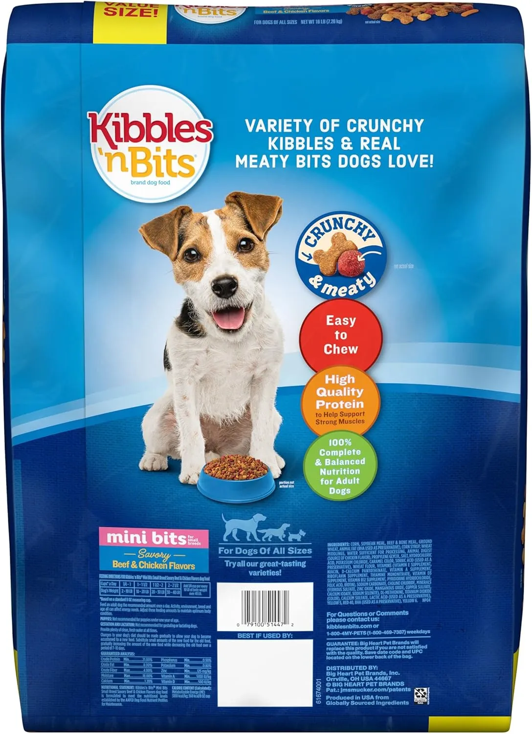 Kibbles 'N Bits Small Breed Mini Bits Savory Beef & Chicken Flavors Dog Food, 16-Pound(Pack of 1)