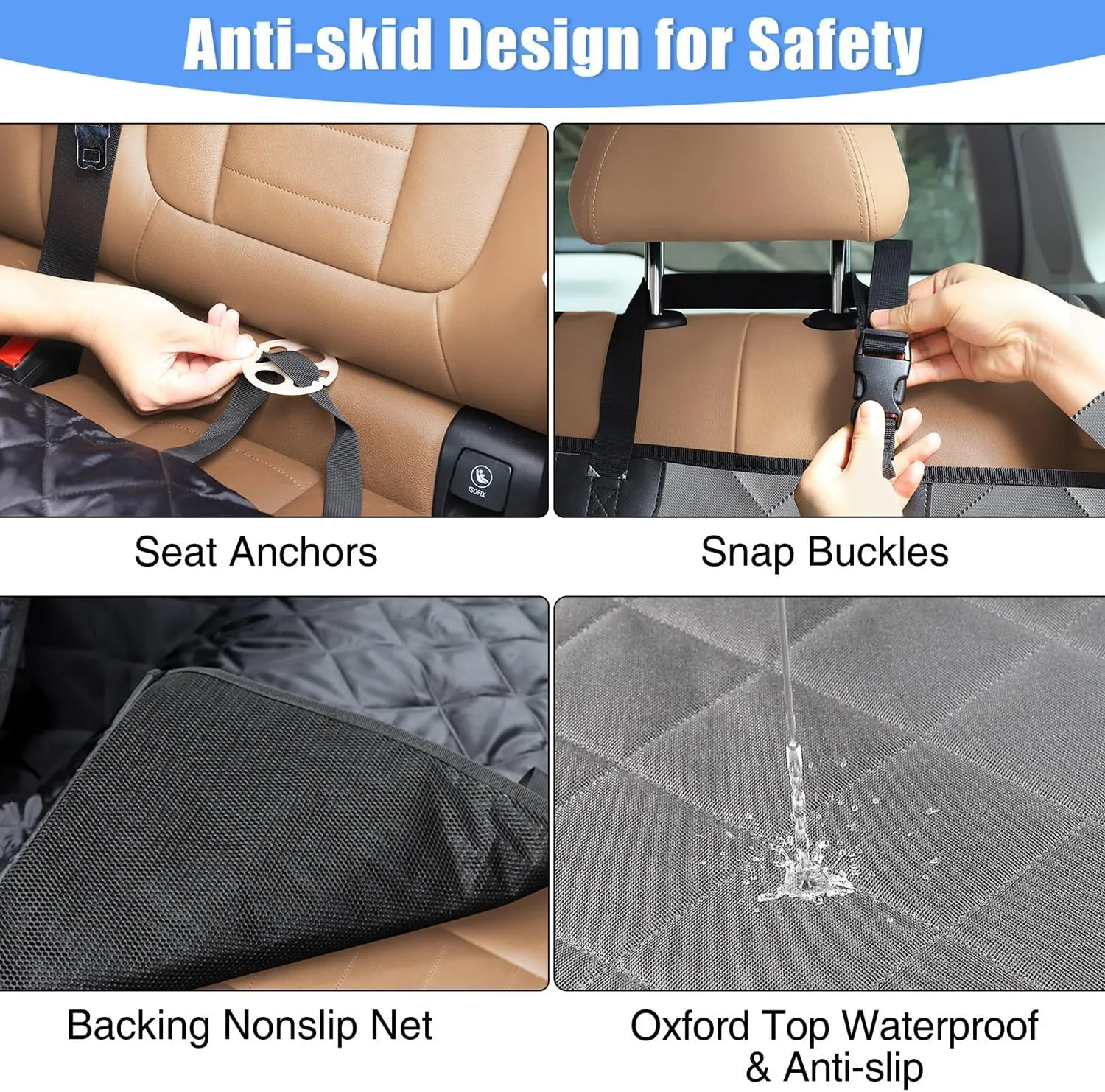 Kytely Dog Car Seat Cover XL, Heavy Duty Dog Seat Cover for Back Seat, 100% Waterproof Nonslip Hammock for Car with Side Flap, Scratch Proof Pet Back Seat Covers