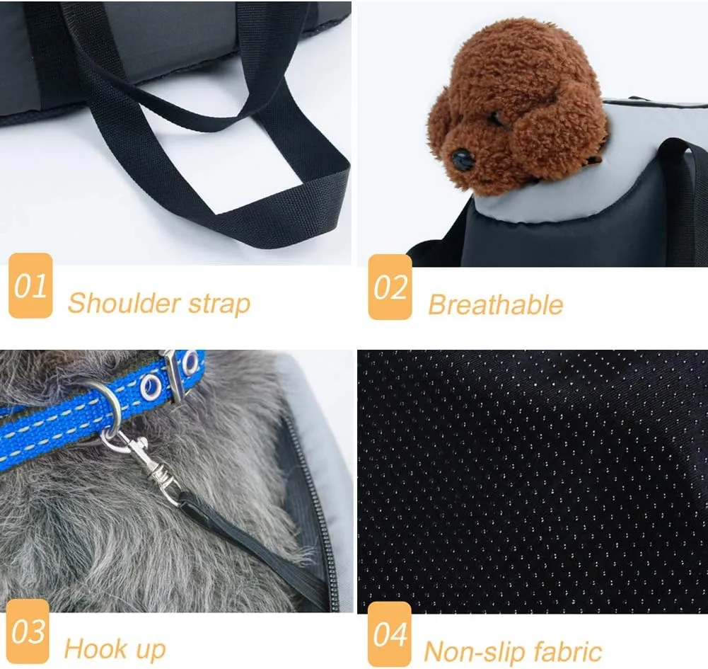 La La Pet Soft-Sided Pet Handbag Carrier Pet Purse Tote Portable Bag Carrier Cat Dog Travel Bag Pet Shoulder Bag with Safety Zipper(Black, L)