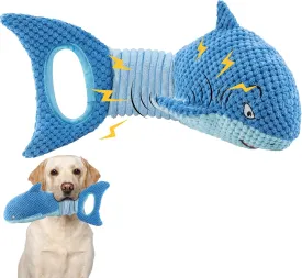 LEGEND SANDY Dog Toys for Aggressive Chewers, Large Dog Toys to Keep Them Busy, Interactive Squeaky Pet Toys, Tug of War, Crinkle Blue Shark
