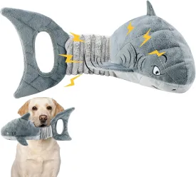 LEGEND SANDY Dog Toys for Aggressive Chewers, Large Dog Toys to Keep Them Busy, Interactive Squeaky Pet Toys, Tug of War, Crinkle Grey Shark