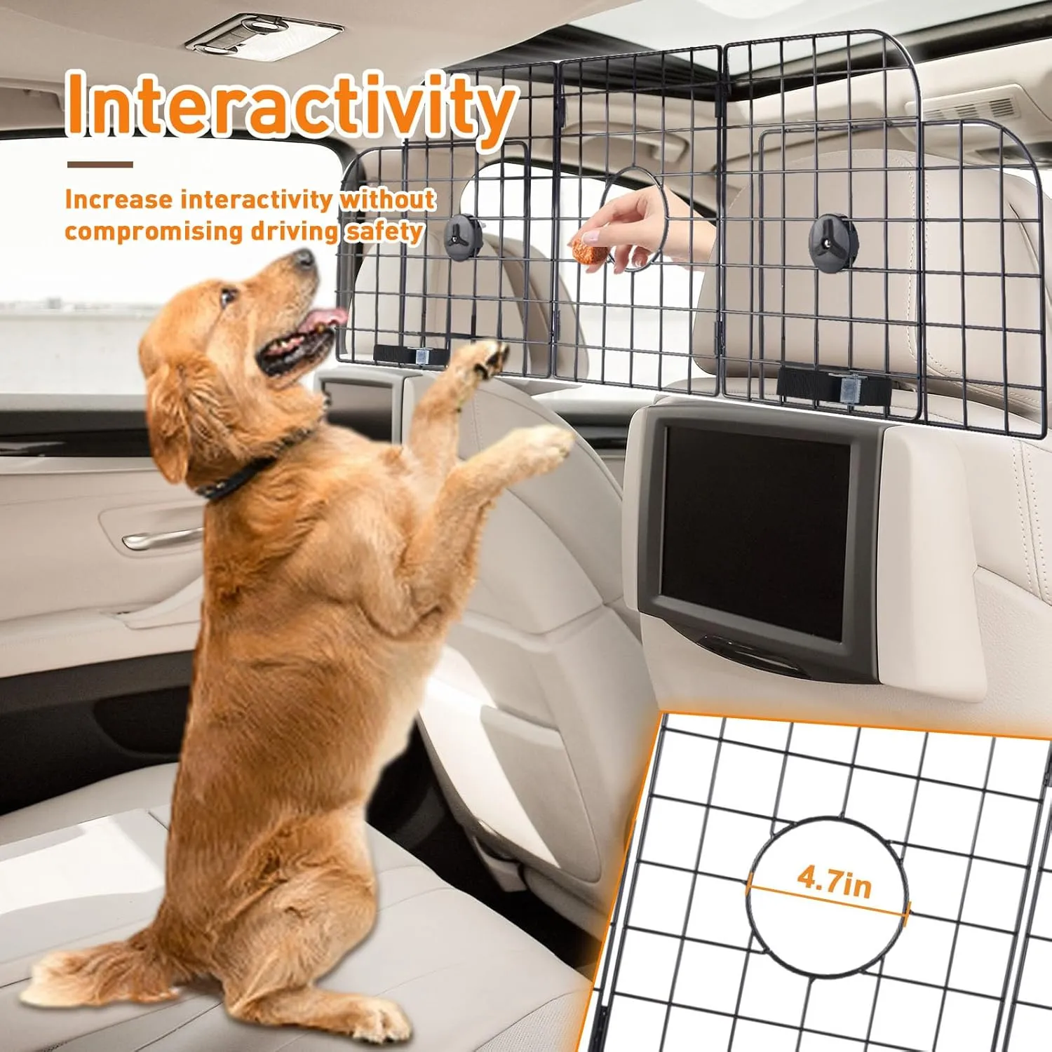 LOOBANI Dog Barrier for SUVs, Cars, Vehicles and Trucks Cargo Area, Universal Fit Adjustable Heavy-Duty Pet SUV Divider Gate with Metal Mesh for Safety Driving Travel Accessories