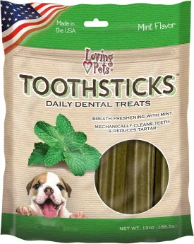 Loving Pets Toothsticks  Fresh Mint Dental Sticks for Dogs (for Toy/Small Dogs 1-20 lbs)