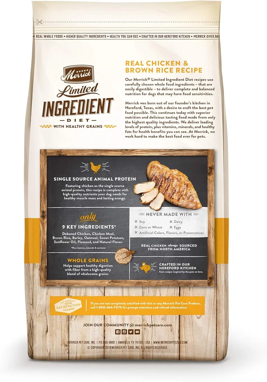 Merrick Limited Ingredient Diet Premium and Natural Kibble with Healthy Grains Chicken and Brown Rice Dog Food - 22.0 lb. Bag