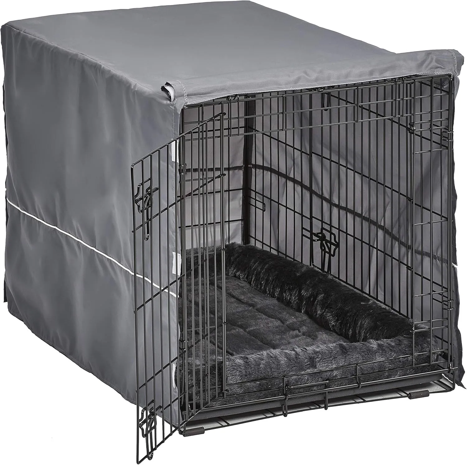 MidWest Homes for Pets New World Double Door Dog Crate Kit Includes One Two-Door Crate, Matching Gray Bed & Gray Crate Cover, 36-Inch Kit Ideal for Medium Dog Breeds