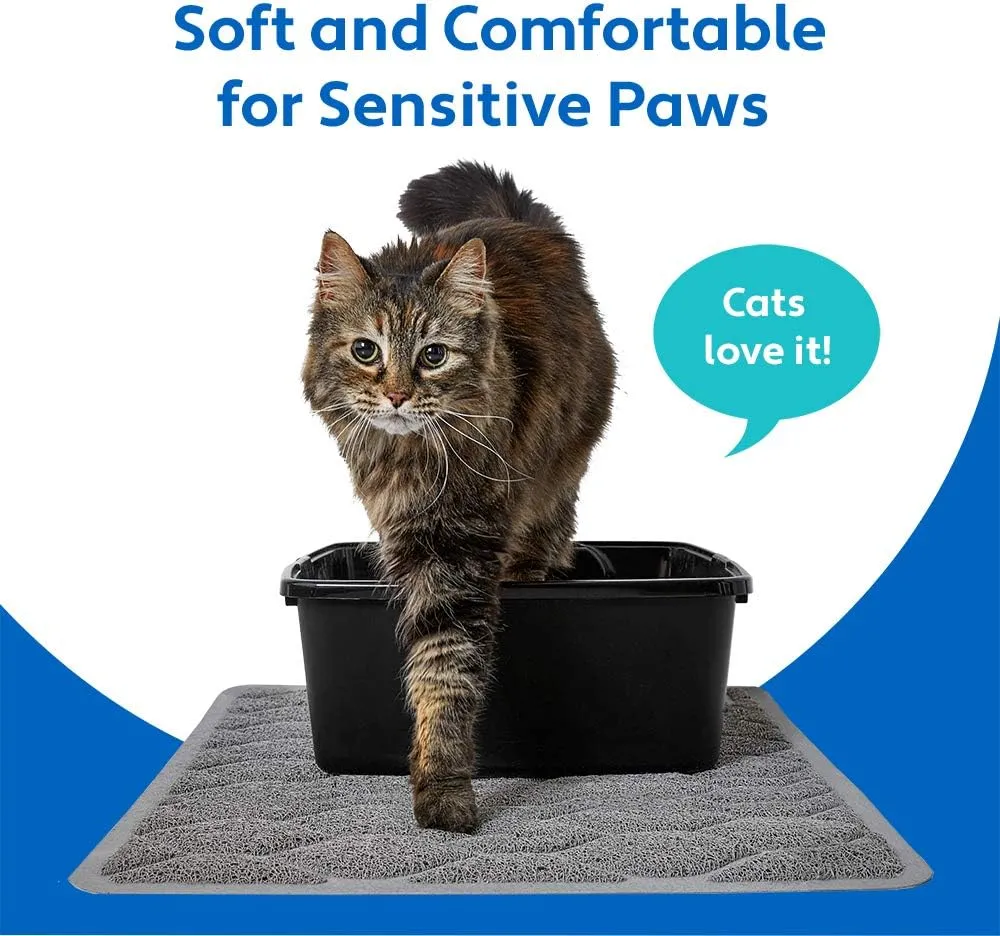 Mighty Monkey Waterproof BPA Free Cat Litter Box Trapping Mat, Easy Clean Floors, Textured Backing, Soft on Sensitive Kitty Paws, Cats Accessories, Less Waste, Stays in Place, 35x23, Slate Gray