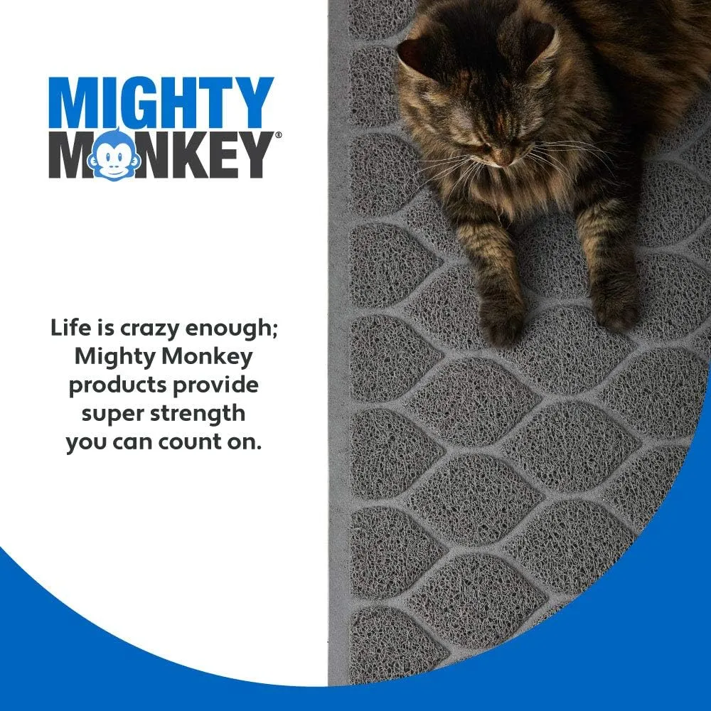 Mighty Monkey Waterproof BPA Free Cat Litter Box Trapping Mat, Easy Clean Floors, Textured Backing, Soft on Sensitive Kitty Paws, Cats Accessories, Less Waste, Stays in Place, 35x23, Slate Gray