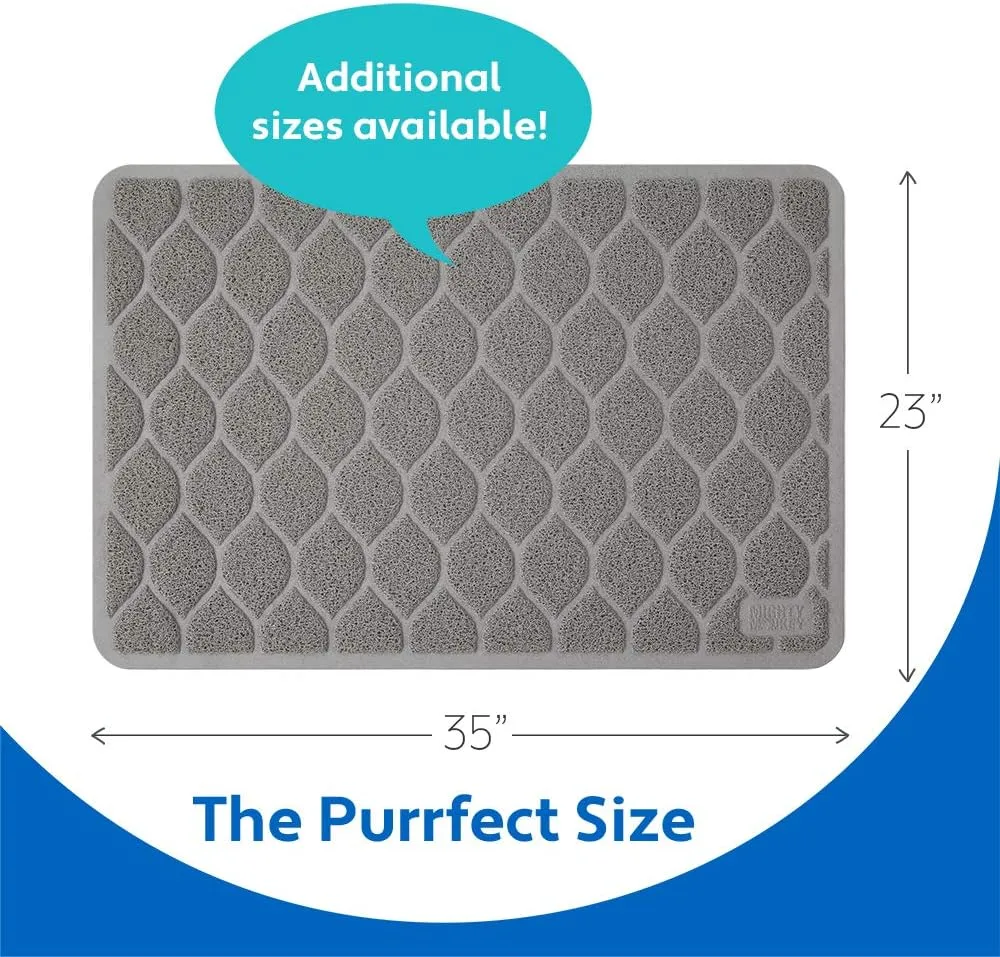 Mighty Monkey Waterproof BPA Free Cat Litter Box Trapping Mat, Easy Clean Floors, Textured Backing, Soft on Sensitive Kitty Paws, Cats Accessories, Less Waste, Stays in Place, 35x23, Slate Gray