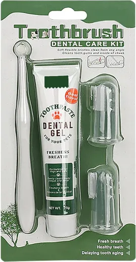 MioCloth Pet Tooth Brushing Kit Dog Cat Toothbrush and Toothpaste Set Cleaning Mouth Tartar Teeth Cleaning Finger Toothbrush
