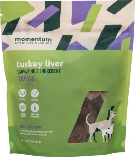 Momentum Carnivore Nutrition Freeze-Dried Turkey Liver Dog Treats  Single-Ingredient, Dog & Cat Treats  High-Protein, Grain-Free 3.5 oz Pack