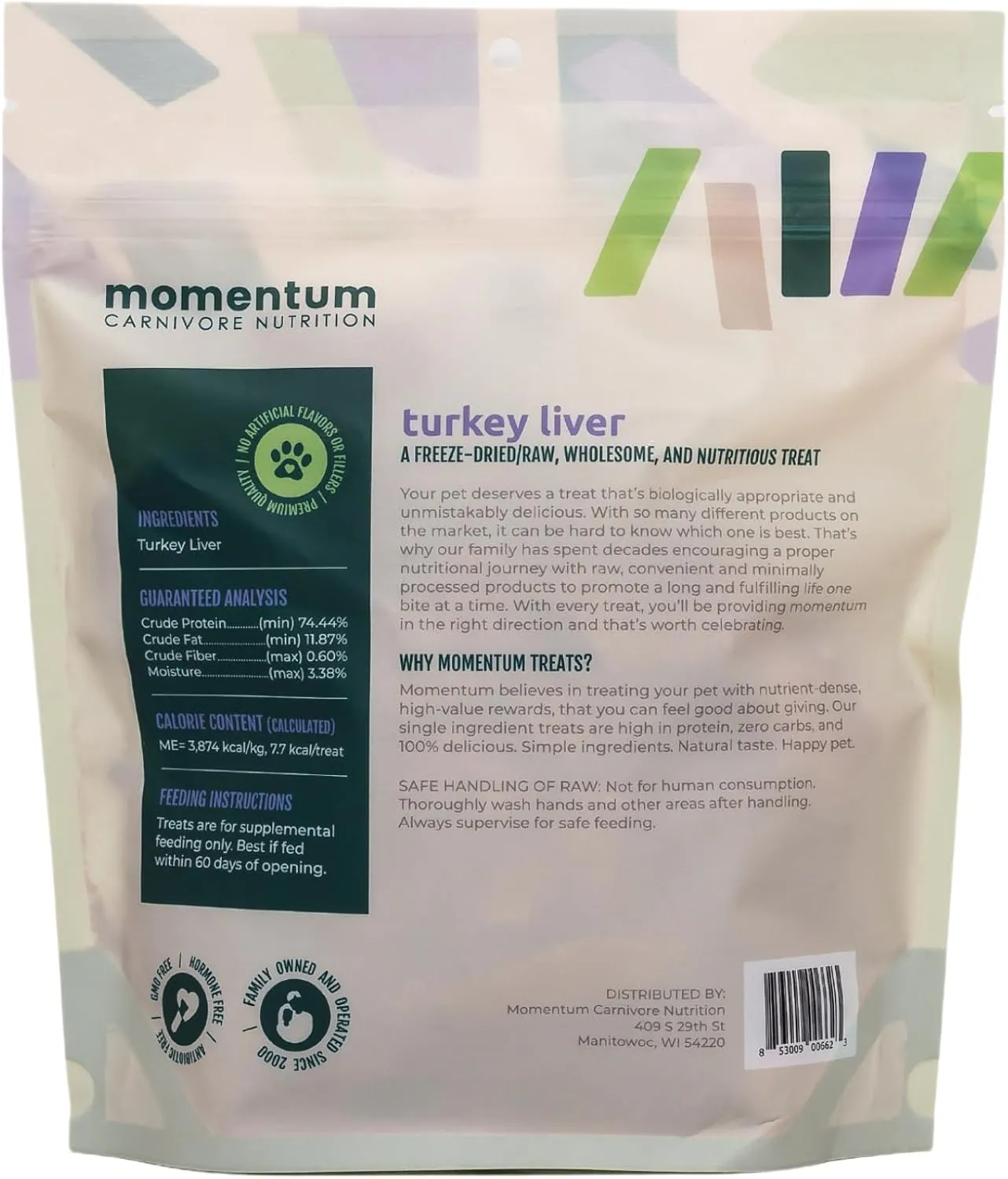 Momentum Carnivore Nutrition Freeze-Dried Turkey Liver Dog Treats  Single-Ingredient, Dog & Cat Treats  High-Protein, Grain-Free 3.5 oz Pack