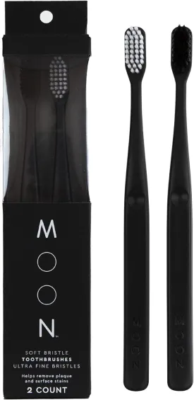 MOON Soft Bristle Toothbrush 2-Pack - Extra Soft Toothbrushes for Adults, Sensitive Gums & Teeth-Friendly - 720 Tapered Ultra-Fine Bristles per Brush for Gentle Deep Cleaning (2 Pack)