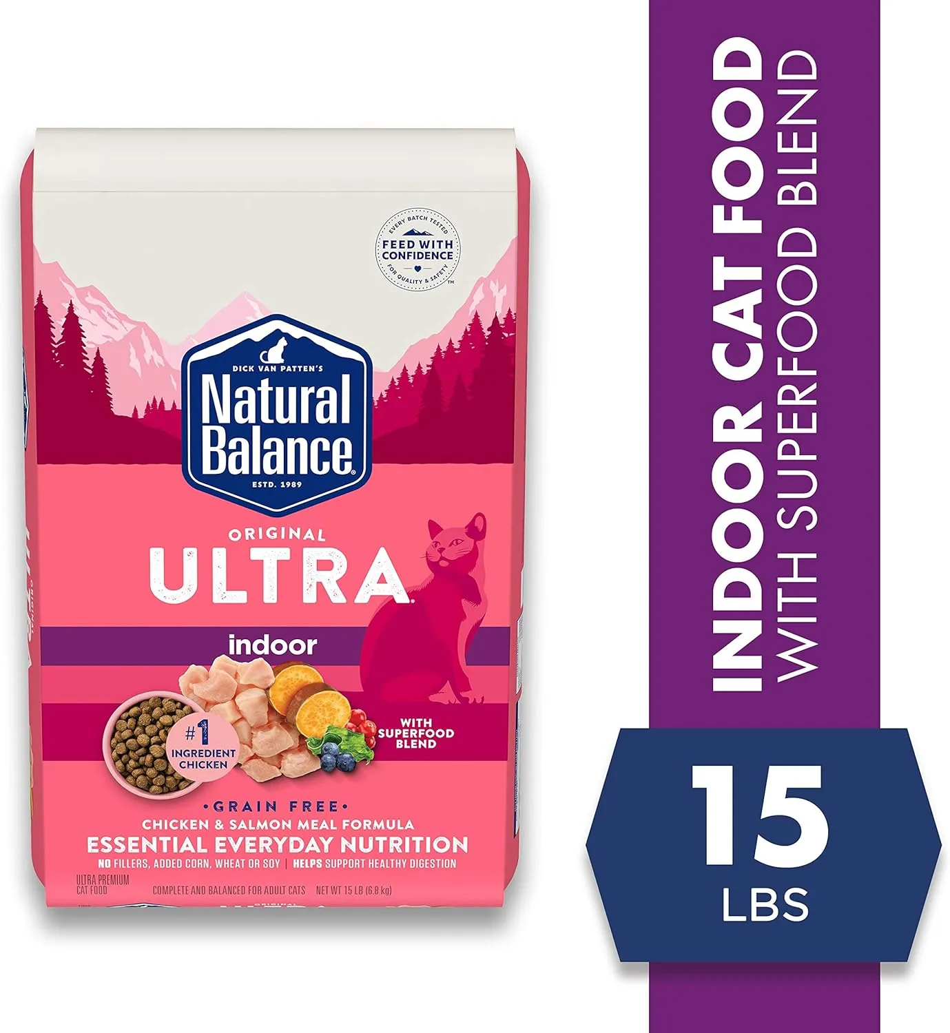 Natural Balance Original Ultra Indoor Chicken & Salmon Meal Cat Food | Dry Food for Indoor Adult Cats | 15-lb. Bag