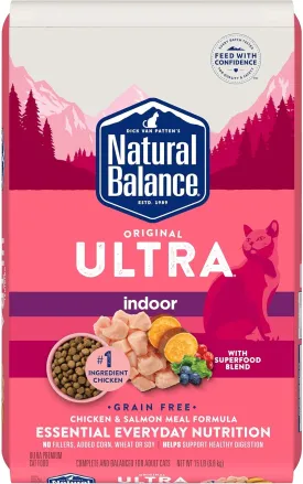 Natural Balance Original Ultra Indoor Chicken & Salmon Meal Cat Food | Dry Food for Indoor Adult Cats | 15-lb. Bag