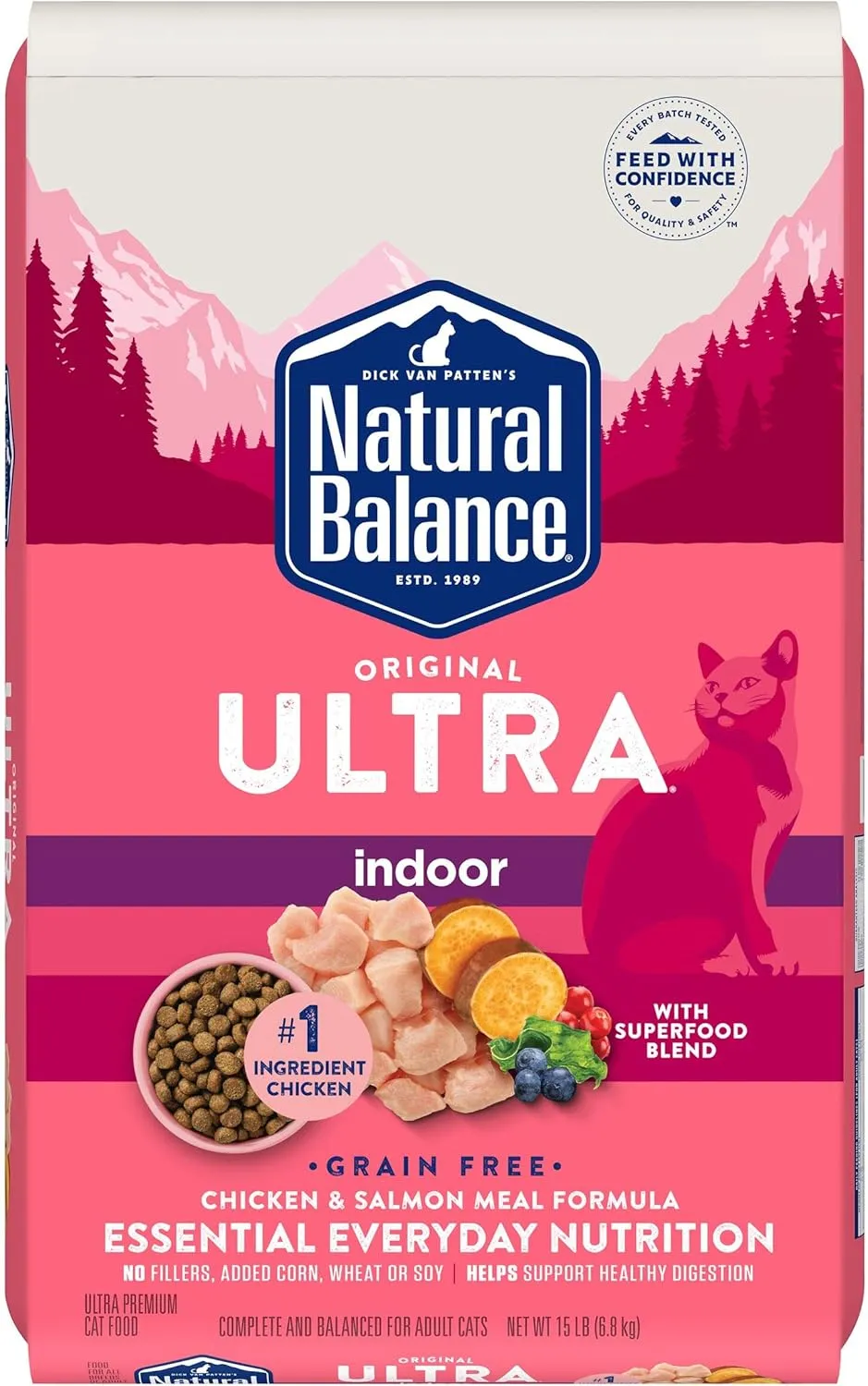 Natural Balance Original Ultra Indoor Chicken & Salmon Meal Cat Food | Dry Food for Indoor Adult Cats | 15-lb. Bag