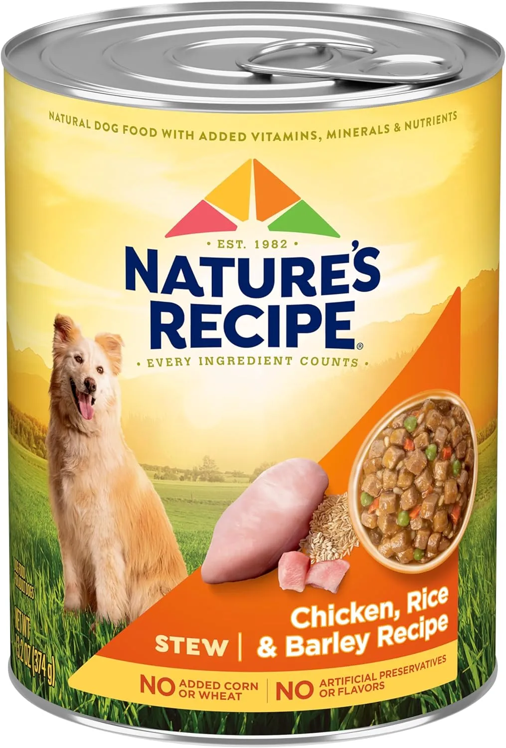 Natures Recipe Stew Chicken, Rice & Barley Recipe Wet Dog Food, 13.2 oz. Can, 12 Count