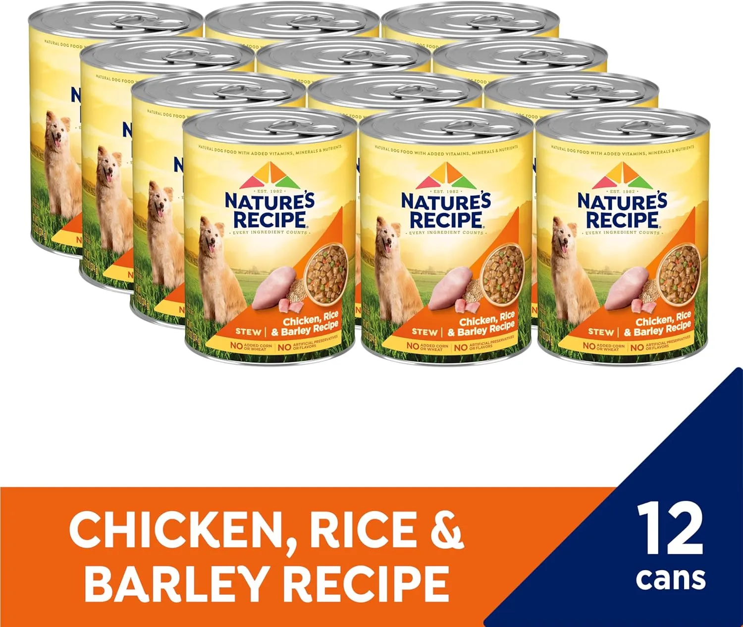 Natures Recipe Stew Chicken, Rice & Barley Recipe Wet Dog Food, 13.2 oz. Can, 12 Count