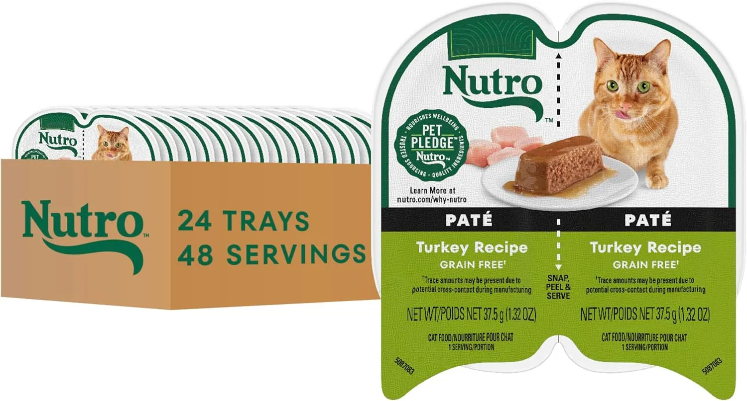 Nutro Perfect Portions Wet Cat Food Pat Turkey Recipe, 2.64 oz. Twin-Pack Trays (24 Count, Pack of 1)