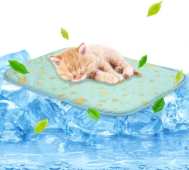 NWK Pet Cooling Mat -20 X 16 Ice Silk Cooling Mat for Dogs & Cats Portable & Washable Pet Cooling Blanket, Car Seats, Beds for Summer (Green Fruit, Small)