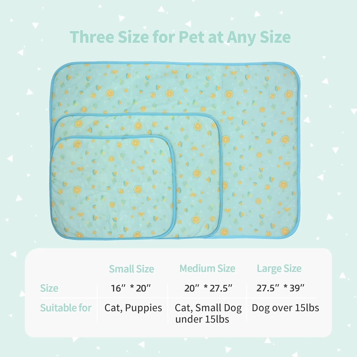 NWK Pet Cooling Mat -20 X 16 Ice Silk Cooling Mat for Dogs & Cats Portable & Washable Pet Cooling Blanket, Car Seats, Beds for Summer (Green Fruit, Small)