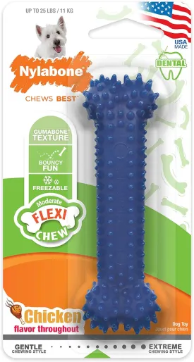 Nylabone Gumabone Textured Dental Bone Flexi Chew Toy for Dogs, Dog Toys for Moderate Chewers, Chicken Flavor, Small - Up to 25 Ibs, 1 Count