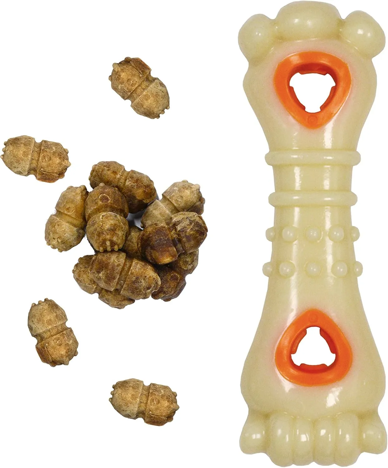 Nylabone Power Chew Knuckle Bone Pop-in Treat-Toy with Refills, Treat Dispensing Pouch Toys for Dogs, Chicken Flavor, Medium - Up to 35 lbs, 2 Pack