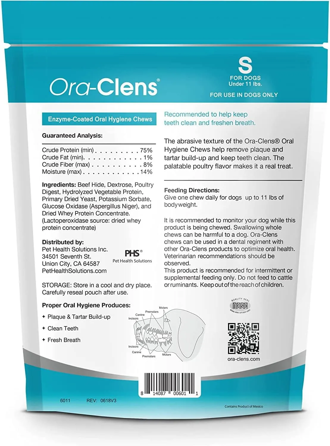 Oral Hygiene Chews for Small Dogs - Cleans Teeth and Freshens Breathe - Coated with Enzymes - Prevents Plaque & Bacteria Build Up - 30 Chews