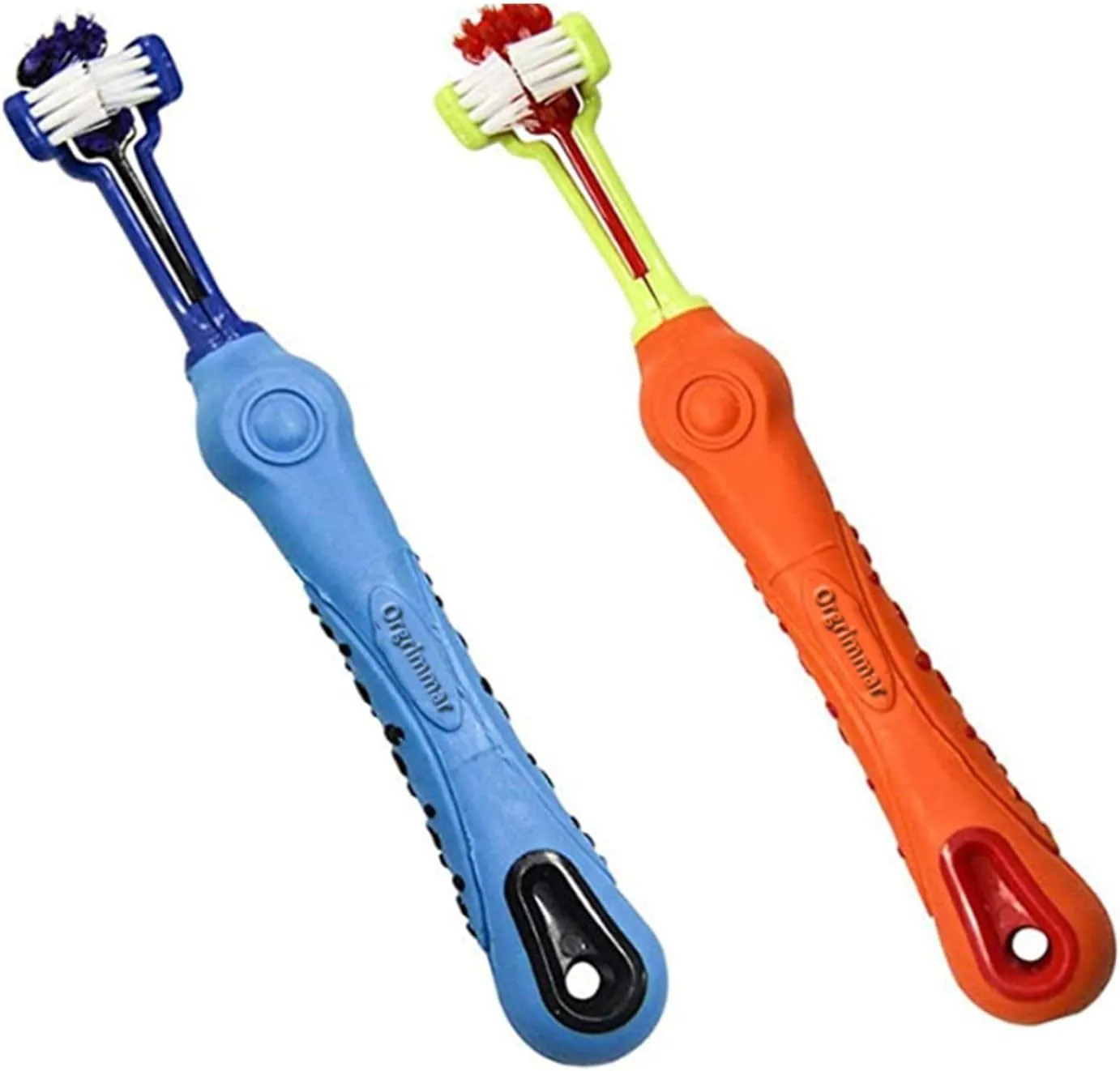 Orgrimmar 2 PCS 3-Sided Pet Toothbrush Dog Toothbrush Removing Bad Breath Tartar Cleaning Mouth Pet Dental Care Cat Cleaning Mouth