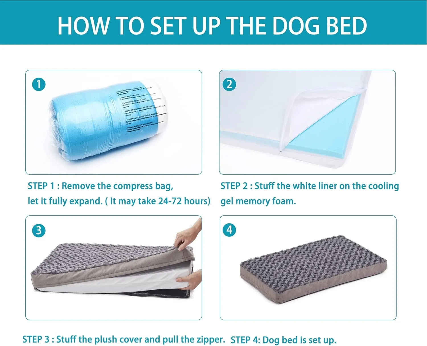 Orthopedic Memory Foam Bed for Large Dogs, Waterproof Cooling Pet Mats for Crate with Removable Washable Cover,Ideal for Arthritic Dogs, L(35inch,65Lbs)