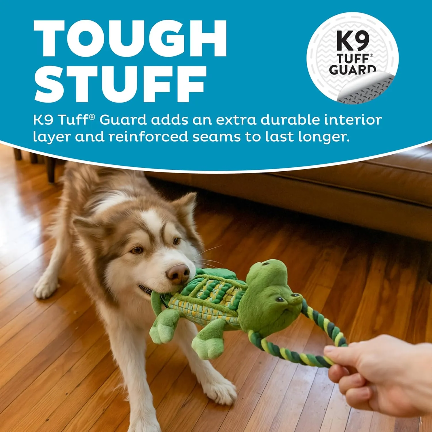 Outward Hound by Charming Pet Ropiez Rope Interactive Dog Tug Toy for Tugging Squeaky Fun, Gator, Green