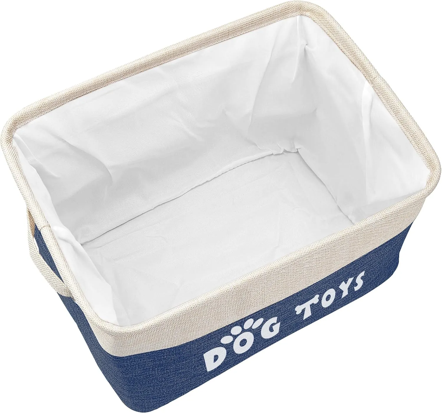 PET ARTIST Dog Toy Basket Bin - Rectangular Storage Box Chest Organizer for Dog Toys, Coats, Clothing & Accessories - Navy Blue