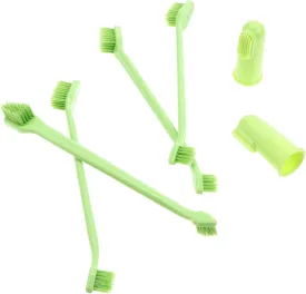 Pet Dog Oral Brush Set 6pcs Pp Brush for Grooming Ergonomic Handle for Easy Pet's Teeth Cleaning