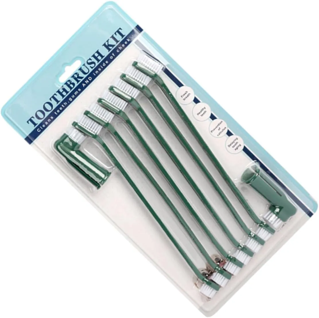 Pet Health Care Tool Dog Cat Toothbrush Set Finger Brush Ergonomic Handle Reduces Oral Risk