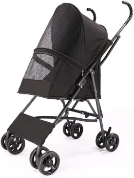 Pet Stroller Collapsible Portable Cat Dog Strolling Cart 4 Wheels Lightweight Ventilating Pet Travel Carrier No Assembly Required for Cats and Dogs (Black)