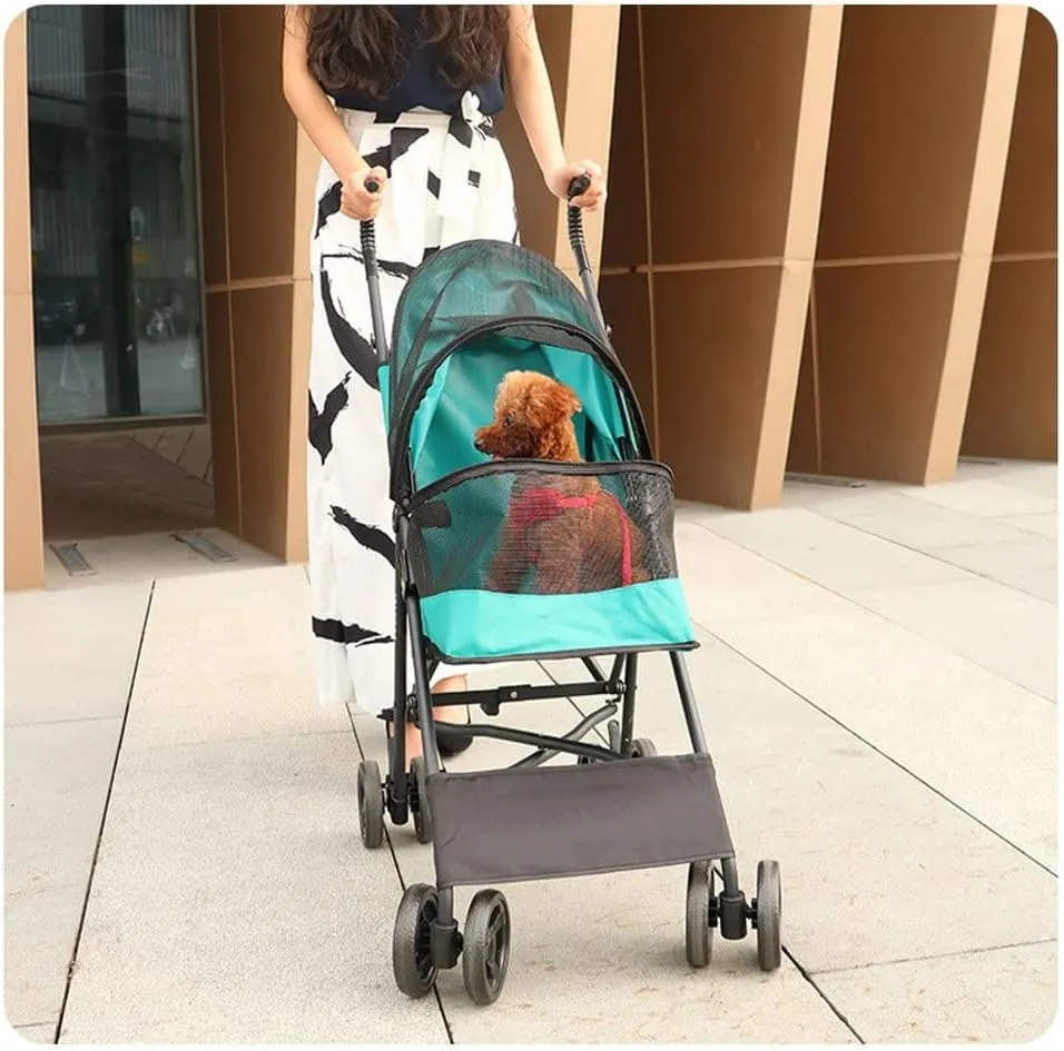 Pet Stroller Collapsible Portable Cat Dog Strolling Cart 4 Wheels Lightweight Ventilating Pet Travel Carrier No Assembly Required for Cats and Dogs (Black)