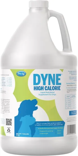 PetAg Dyne High Calorie Liquid Nutritional Supplement for Dogs & Puppies 8 Weeks and Older - 1 Gallon - Supports Performance and Endurance - Sweet Vanilla Flavor