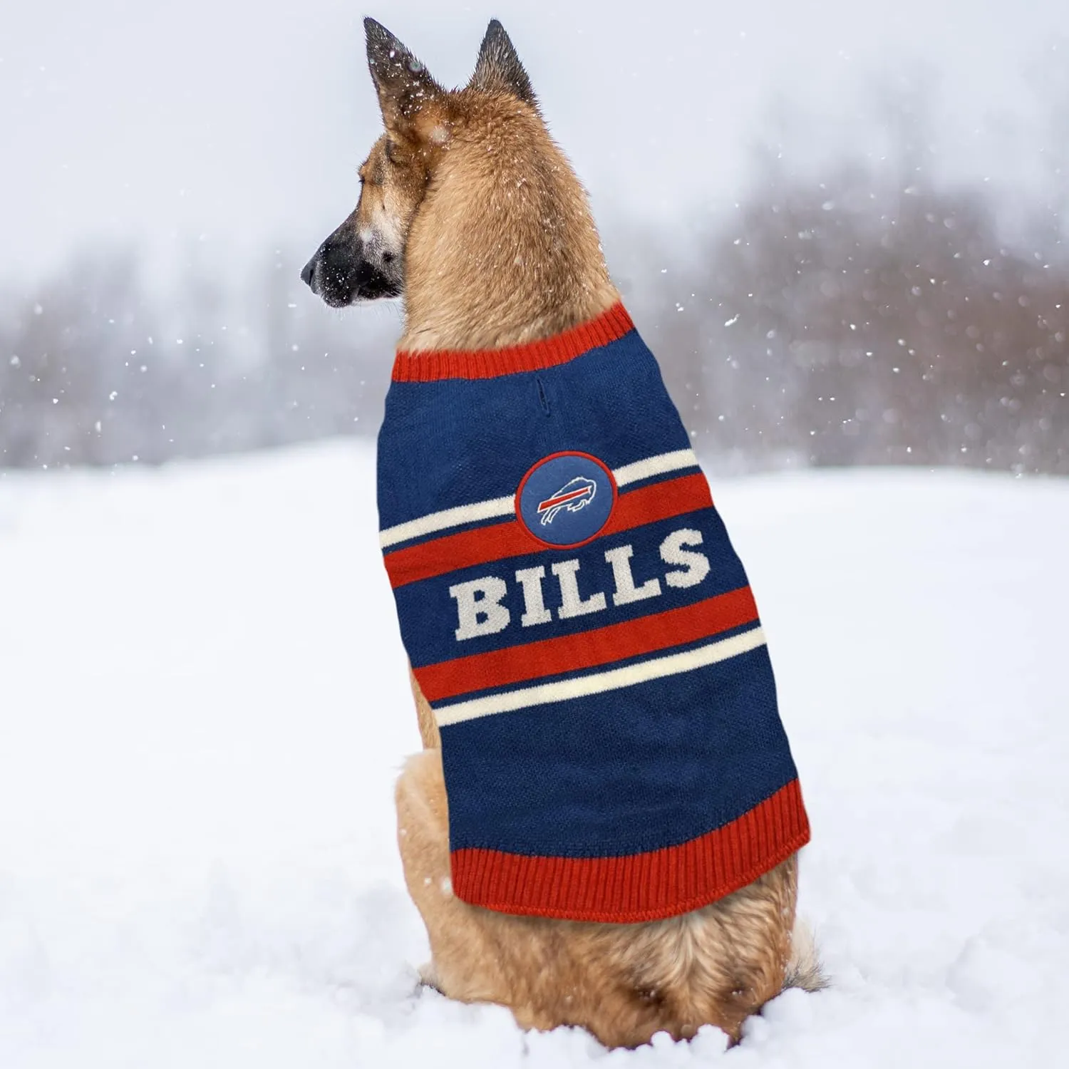 Pets First NFL Buffalo Bills Dog Sweater, Size Small. Warm and Cozy Knit Pet Sweater with NFL Team Logo, Best Puppy Sweater for Large and Small Dogs, Team Color (BUF-4179-SM)