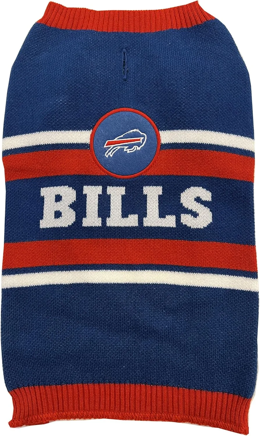 Pets First NFL Buffalo Bills Dog Sweater, Size Small. Warm and Cozy Knit Pet Sweater with NFL Team Logo, Best Puppy Sweater for Large and Small Dogs, Team Color (BUF-4179-SM)