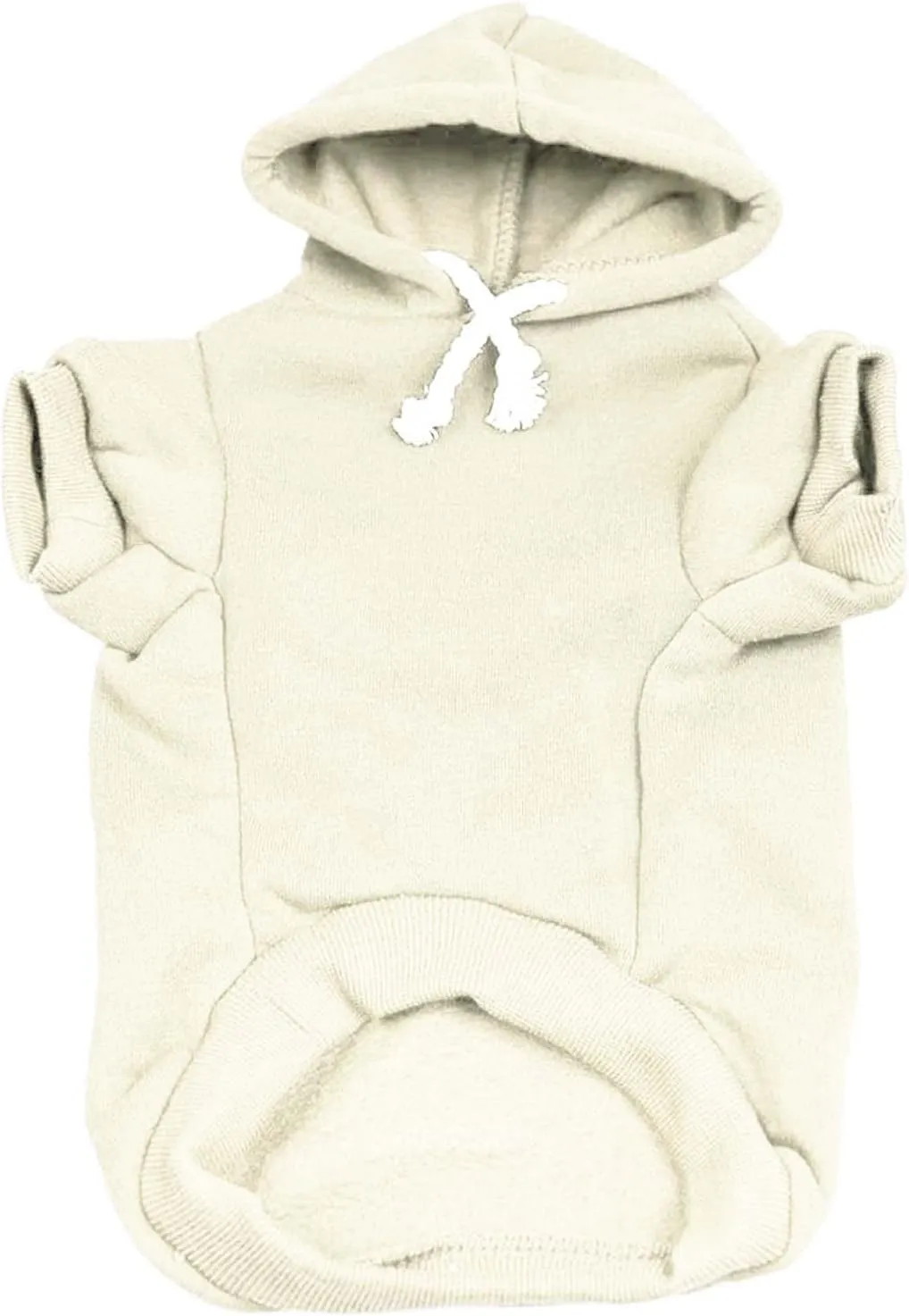 Pink Or Blue We Love You Dog Hoodie Fleece Lined Pullover Sweatshirt with Leash Hole (Cream, Small 824)